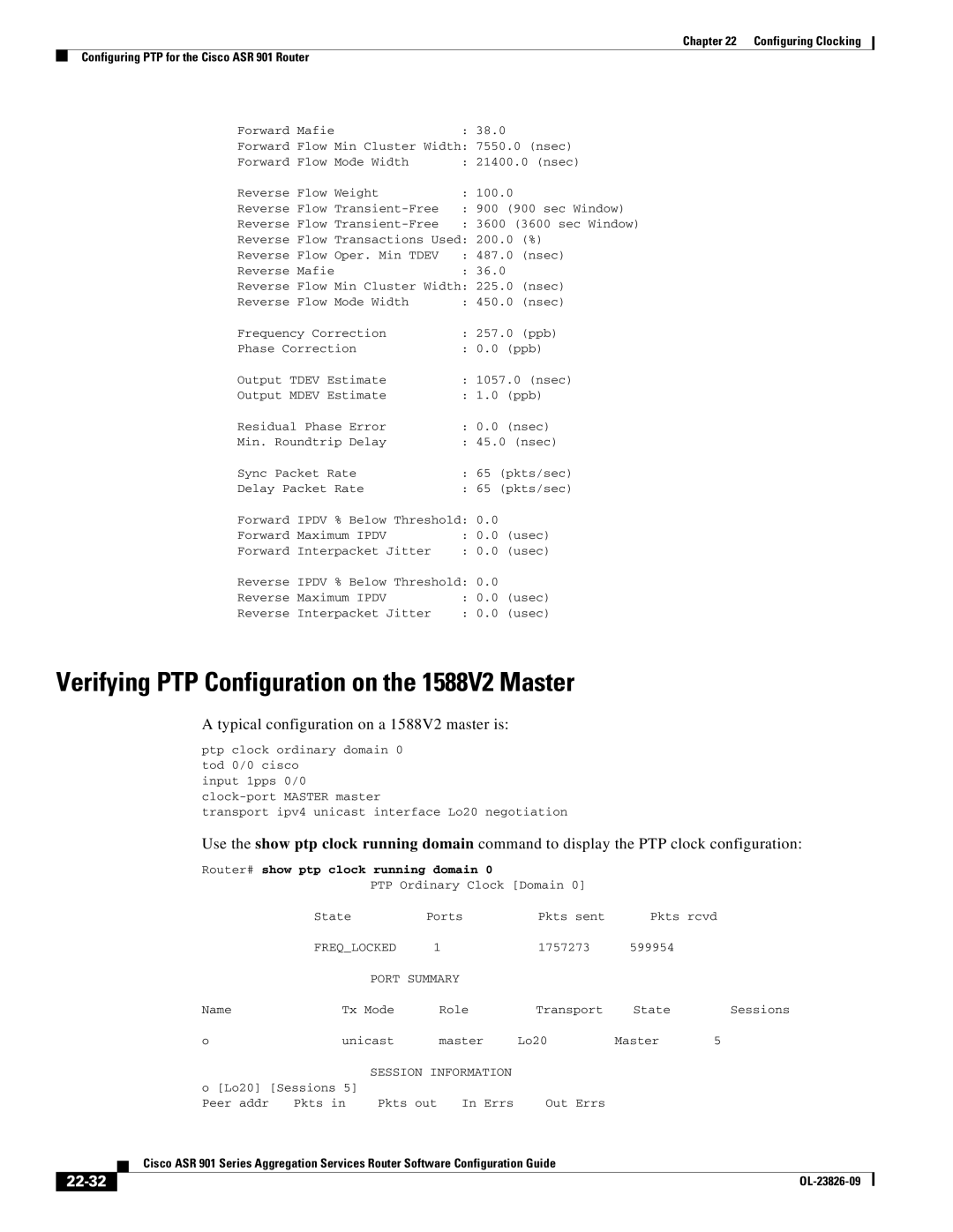 Cisco Systems A9014CFD manual Verifying PTP Configuration on the 1588V2 Master, Typical configuration on a 1588V2 master is 