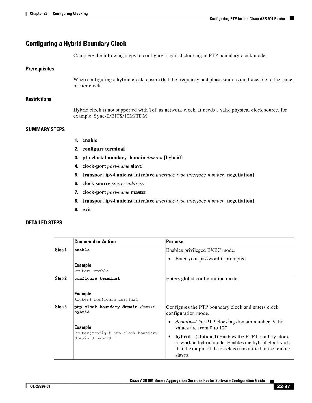 Cisco Systems A9014CFD manual Configuring a Hybrid Boundary Clock, 22-37 