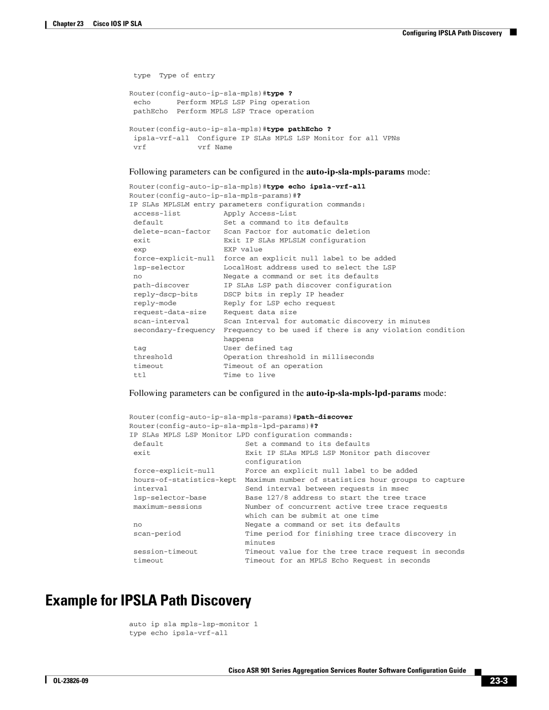 Cisco Systems A9014CFD manual Example for Ipsla Path Discovery, 23-3 