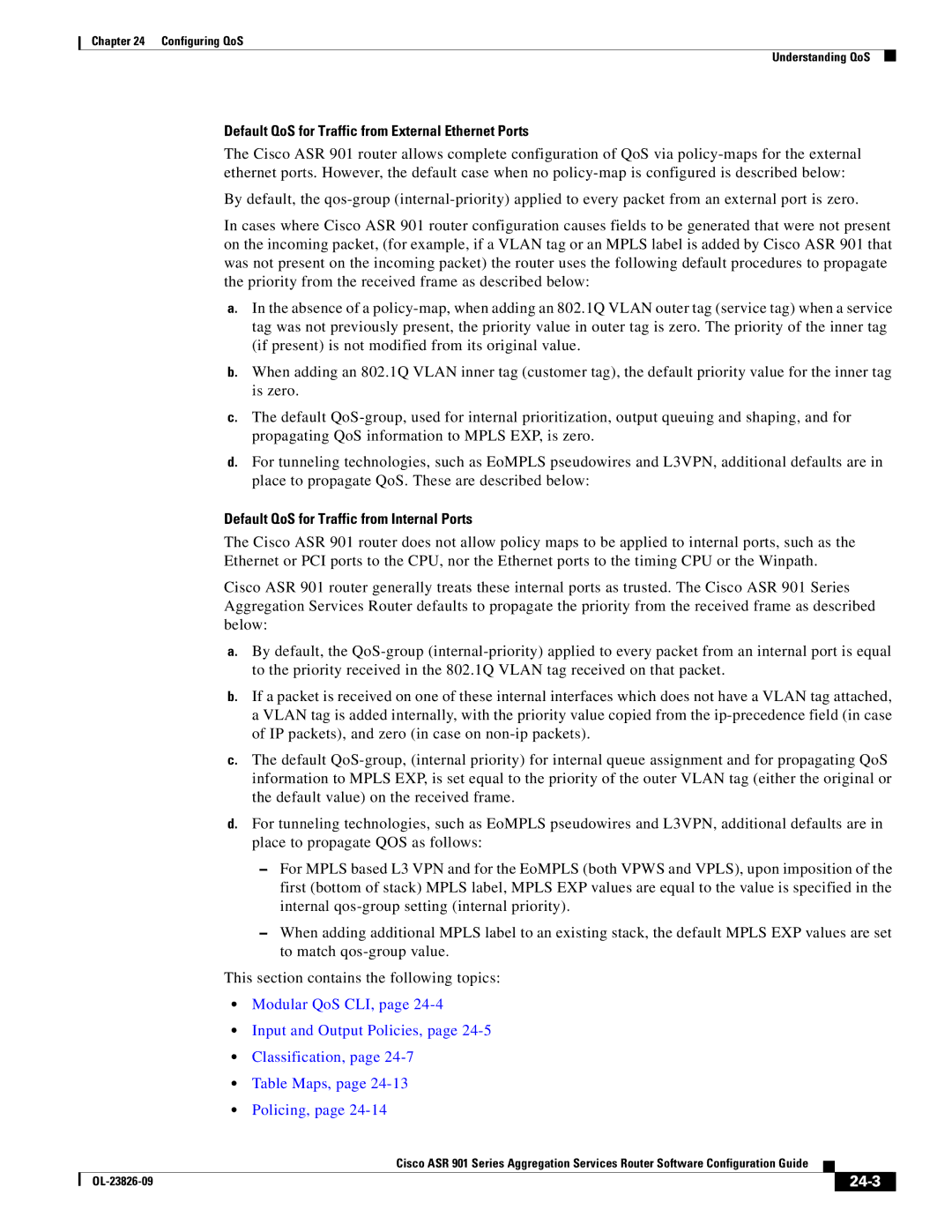 Cisco Systems A9014CFD Default QoS for Traffic from External Ethernet Ports, Default QoS for Traffic from Internal Ports 