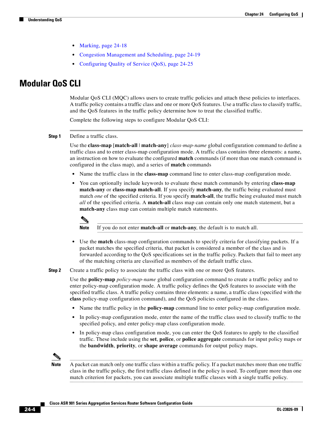 Cisco Systems A9014CFD manual Modular QoS CLI, 24-4 