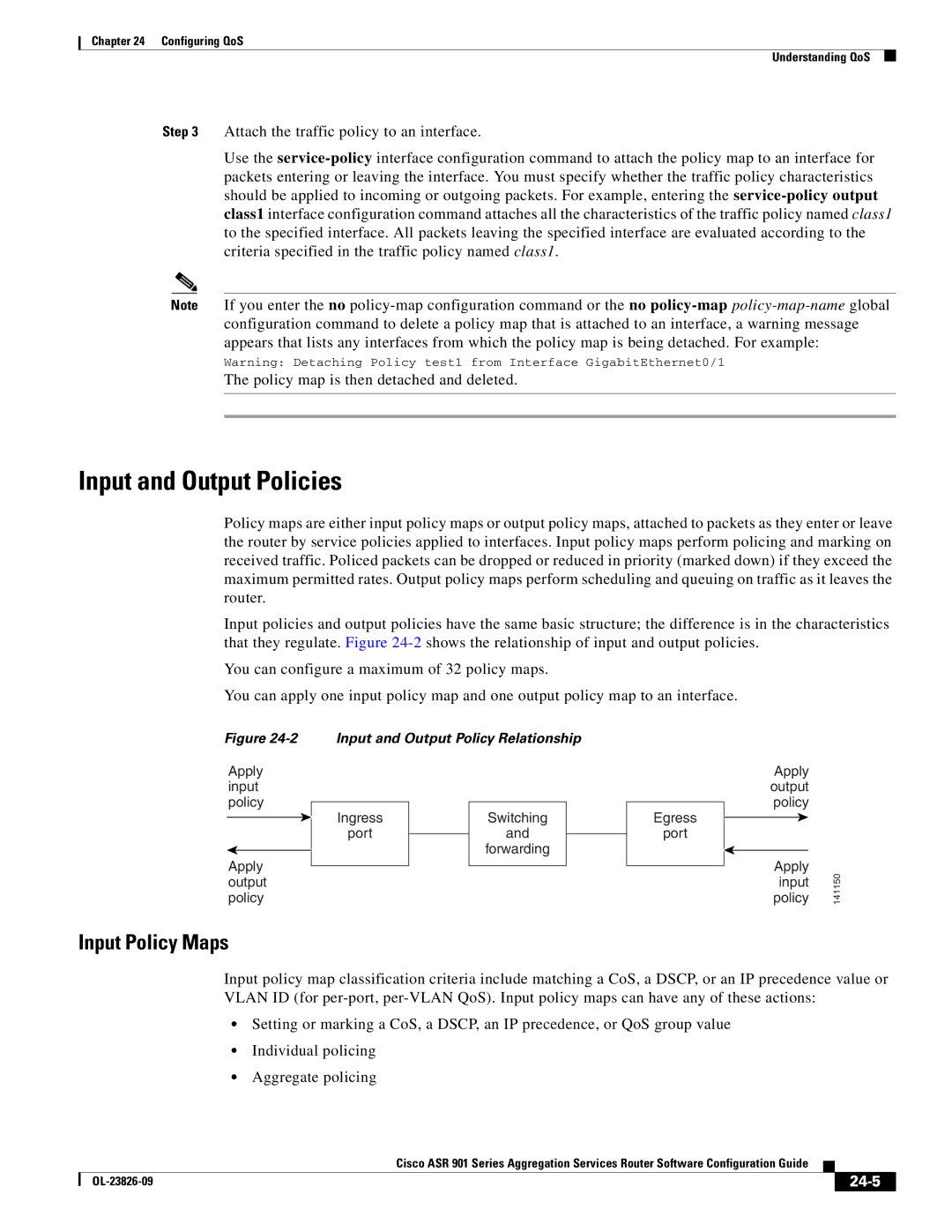 Cisco Systems A9014CFD manual Input and Output Policies, Input Policy Maps, 24-5 