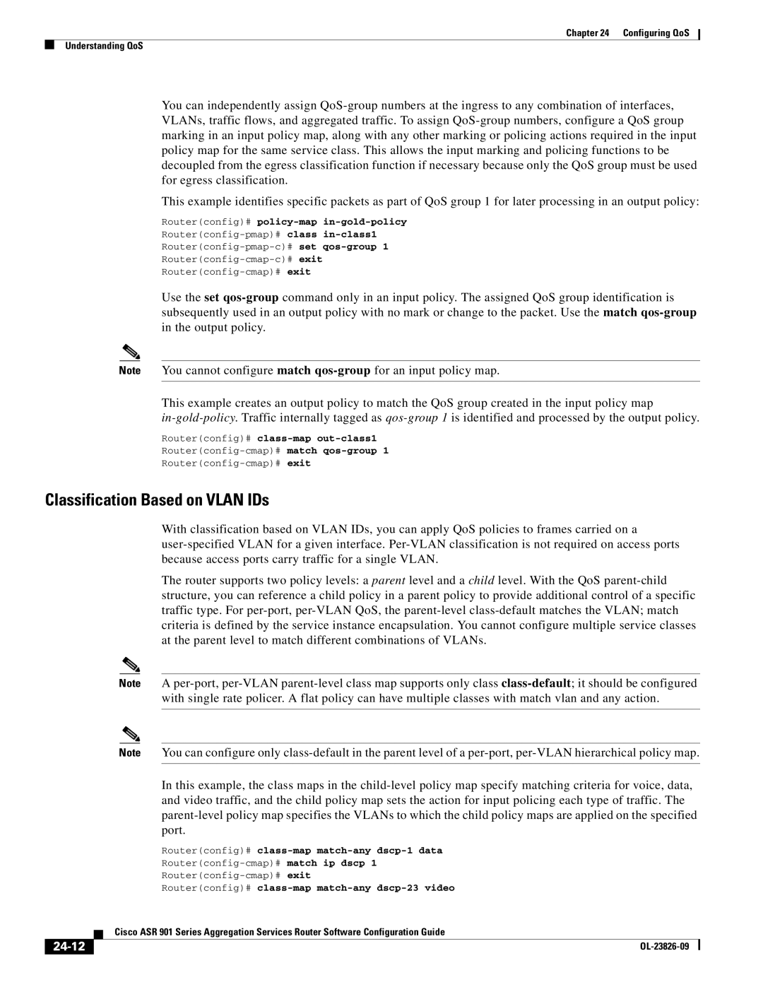 Cisco Systems A9014CFD manual Classification Based on Vlan IDs, 24-12 