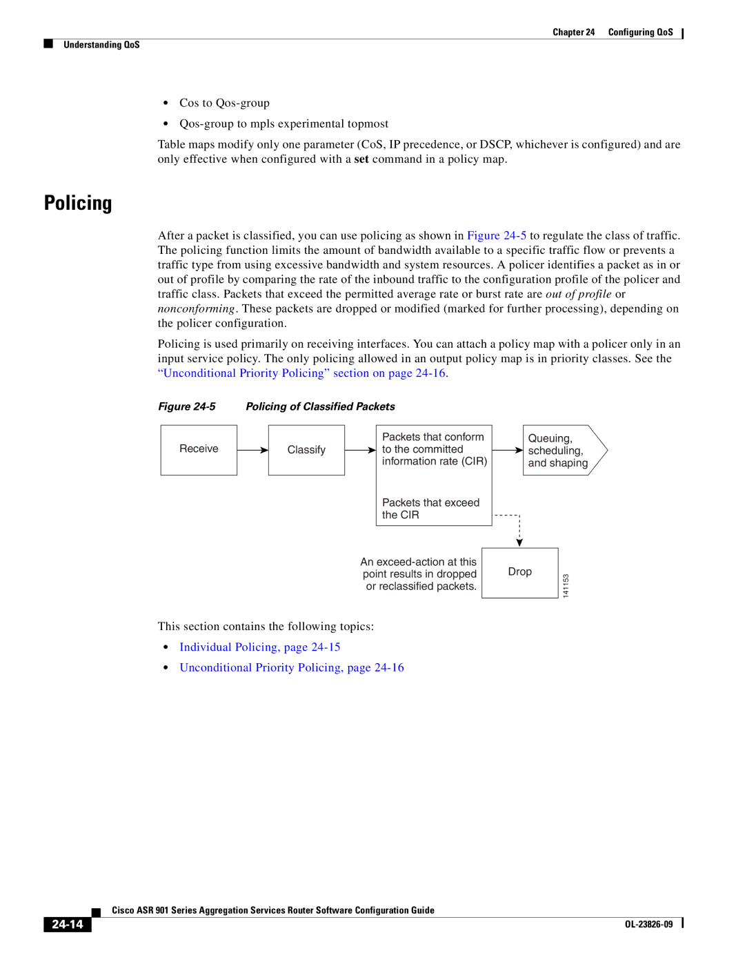 Cisco Systems A9014CFD manual Policing, 24-14 