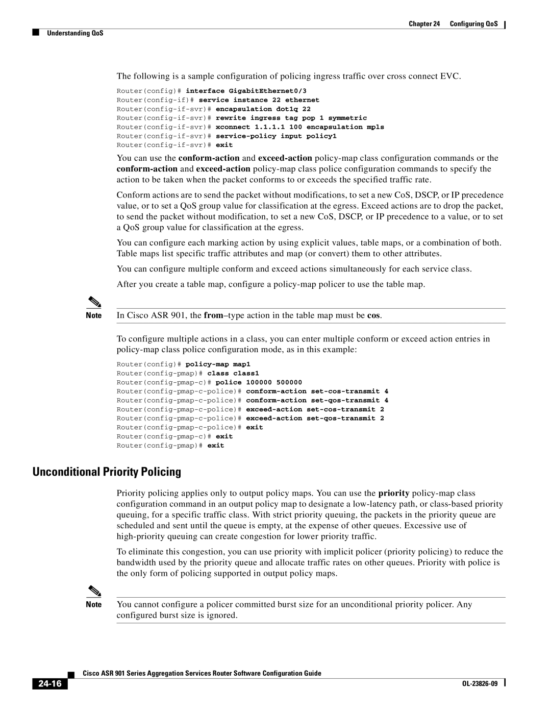 Cisco Systems A9014CFD manual Unconditional Priority Policing, 24-16 