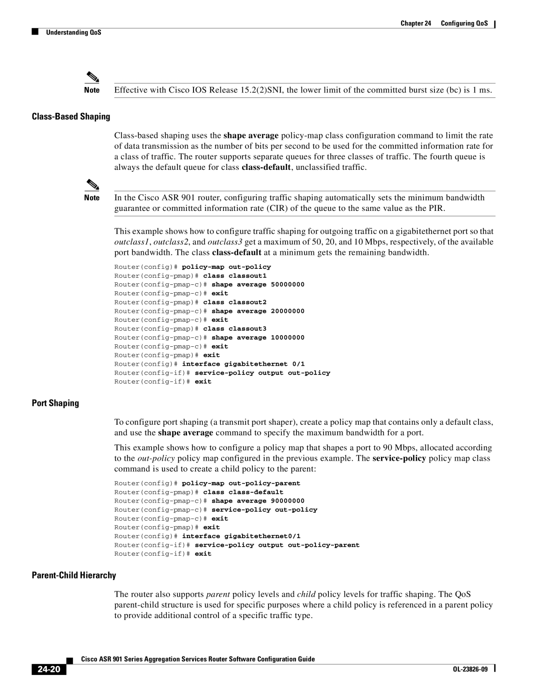 Cisco Systems A9014CFD manual 24-20, Routerconfig# policy-map out-policy-parent 