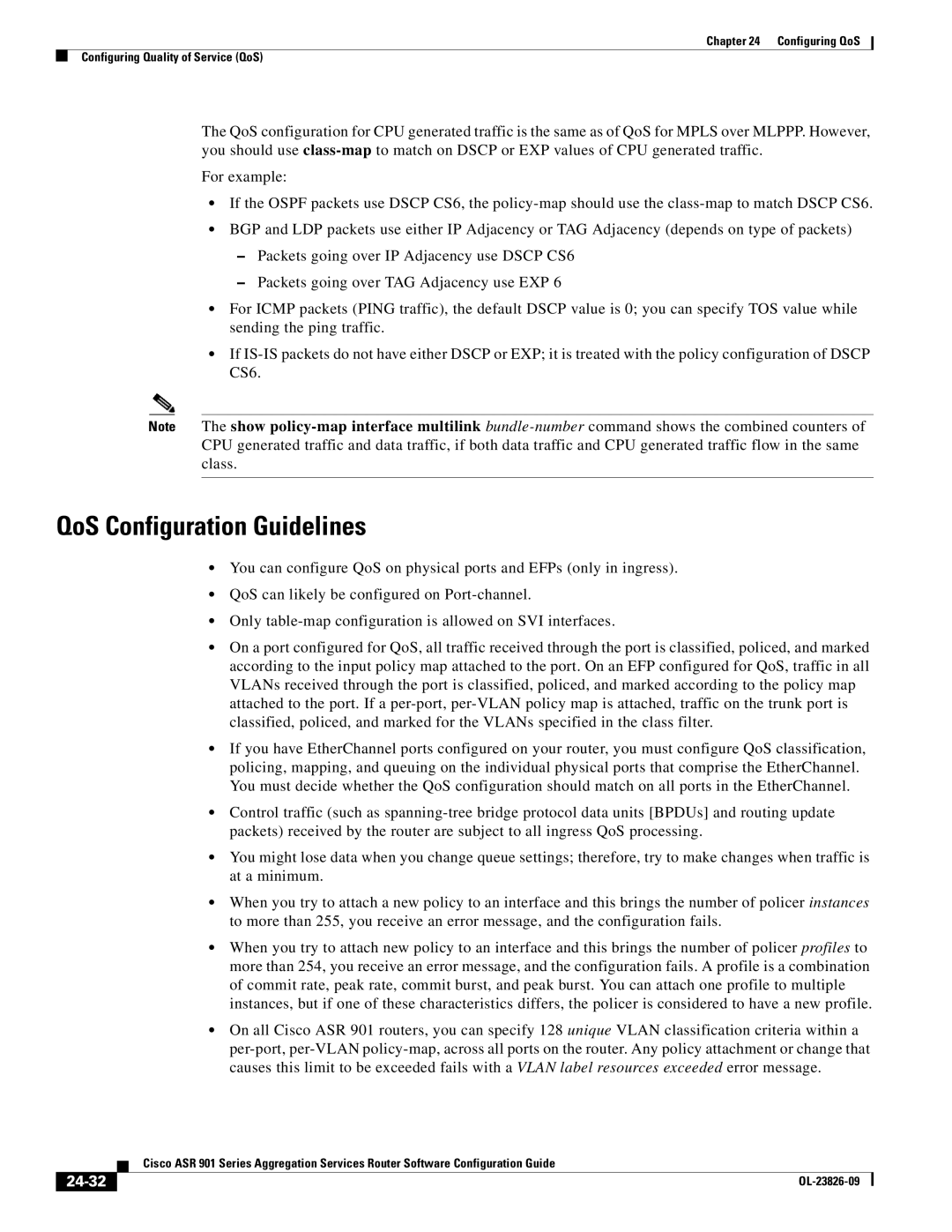 Cisco Systems A9014CFD manual QoS Configuration Guidelines, 24-32 