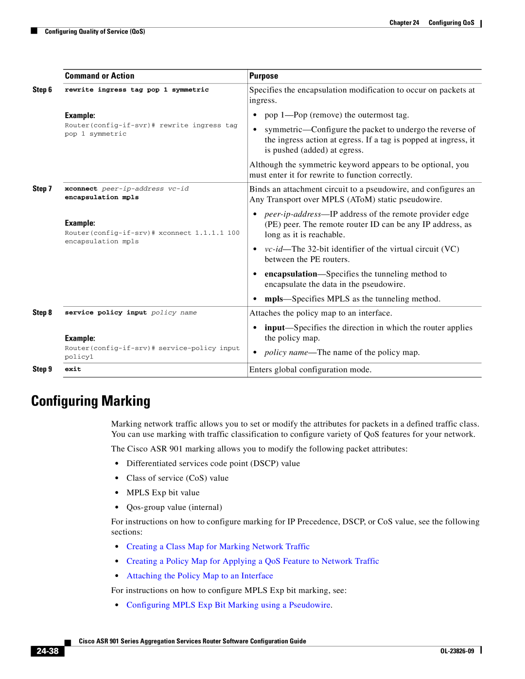 Cisco Systems A9014CFD manual Configuring Marking, 24-38 