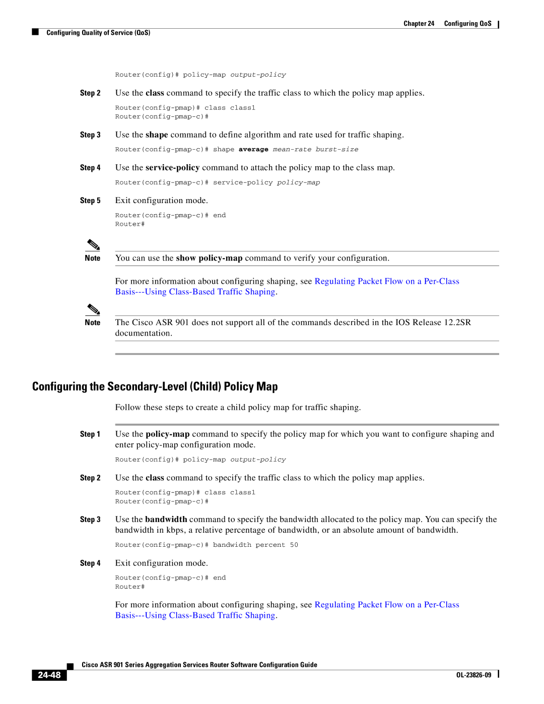 Cisco Systems A9014CFD manual Configuring the Secondary-Level Child Policy Map, 24-48 