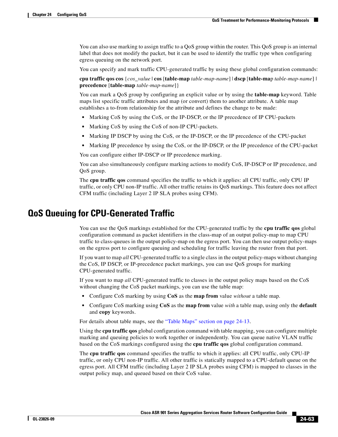 Cisco Systems A9014CFD manual QoS Queuing for CPU-Generated Traffic, 24-63 