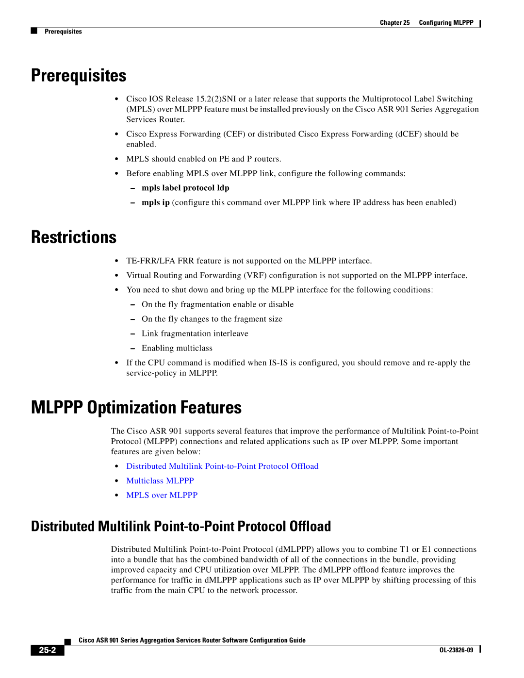 Cisco Systems A9014CFD Prerequisites, Mlppp Optimization Features, Distributed Multilink Point-to-Point Protocol Offload 