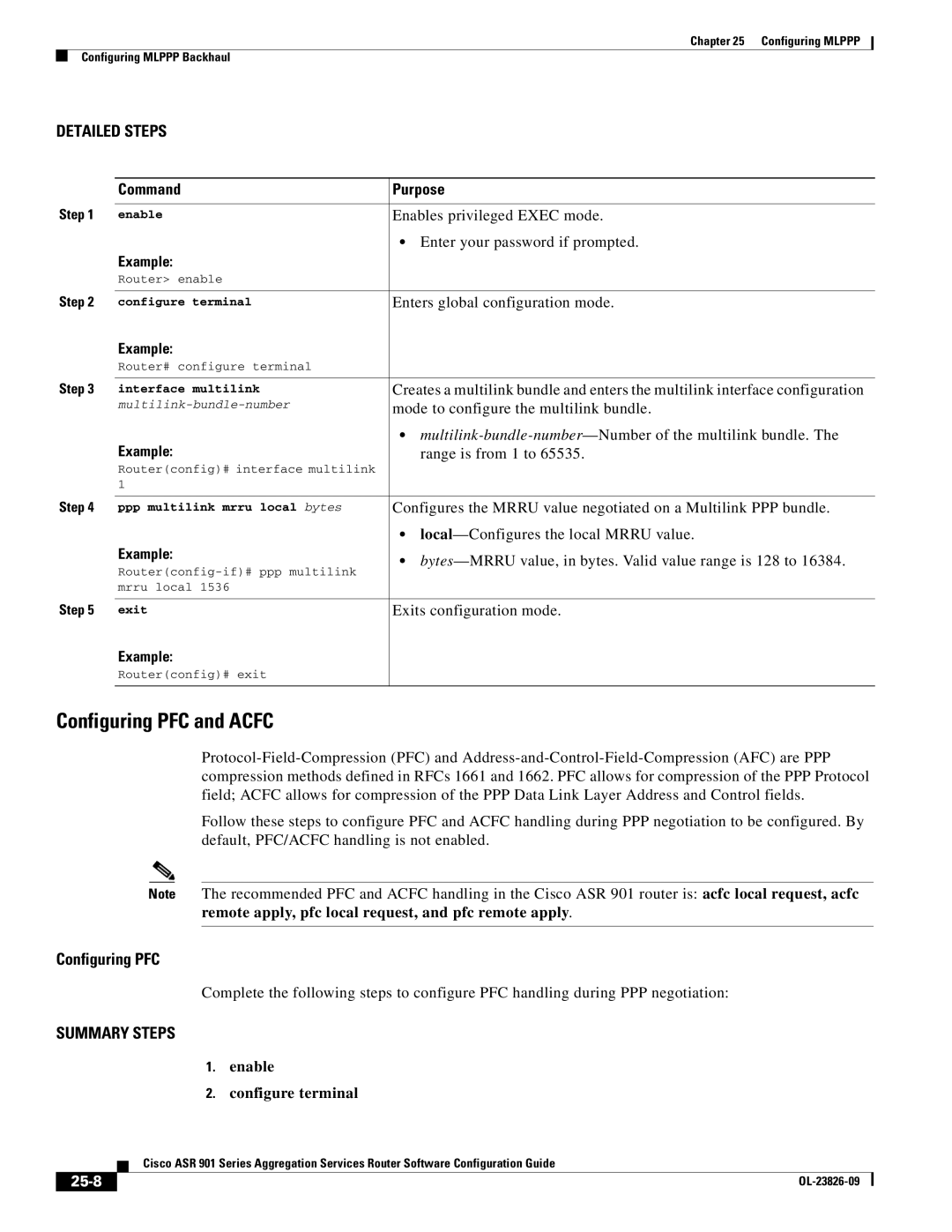 Cisco Systems A9014CFD manual Configuring PFC and Acfc, Remote apply, pfc local request, and pfc remote apply, 25-8 