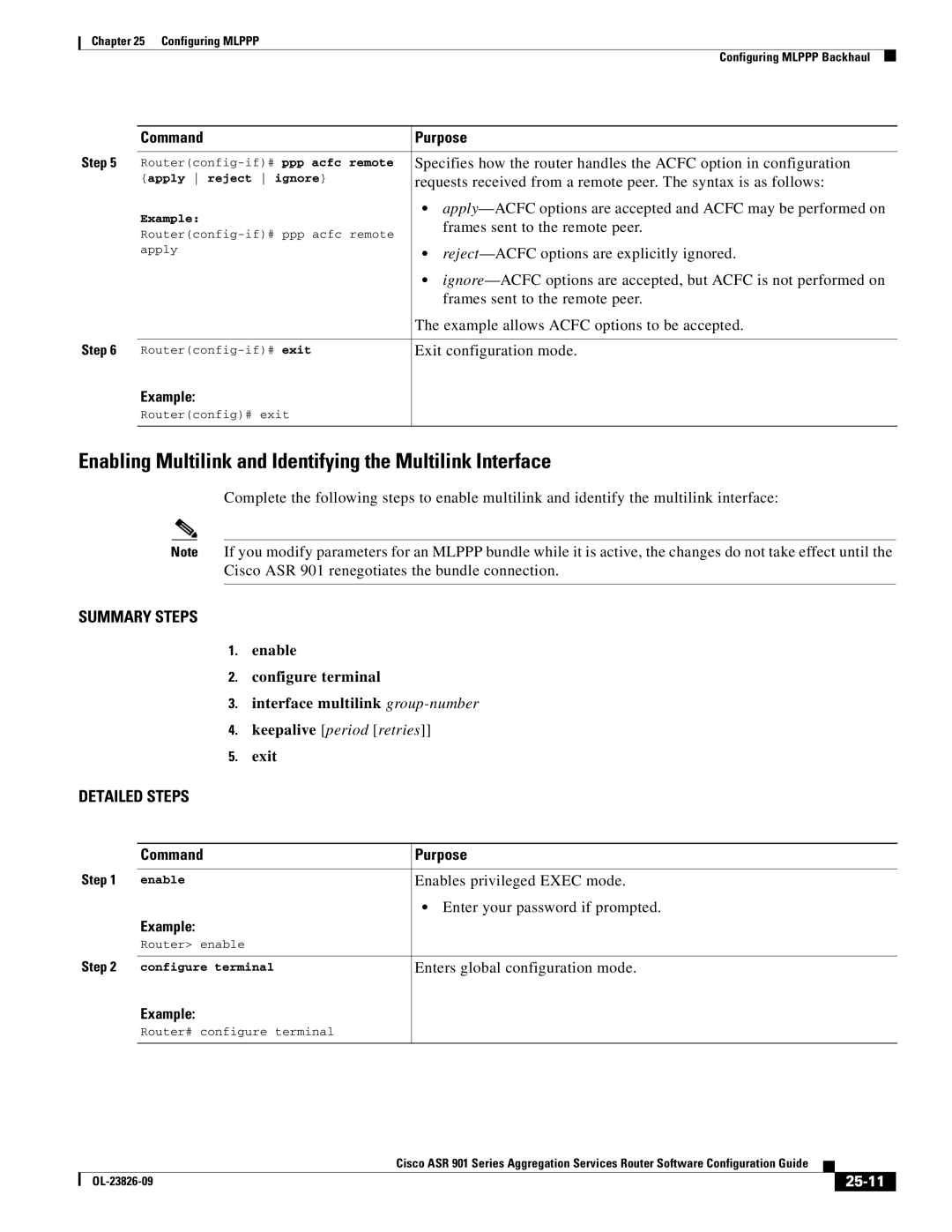 Cisco Systems A9014CFD manual Enabling Multilink and Identifying the Multilink Interface, Keepalive period retries, 25-11 