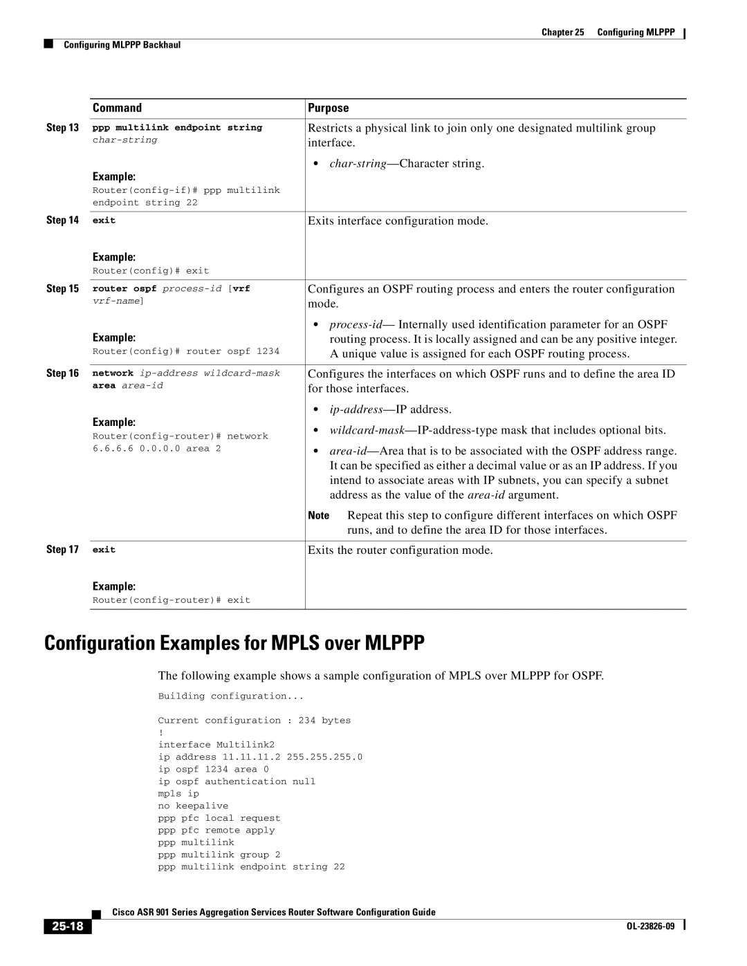 Cisco Systems A9014CFD manual Configuration Examples for Mpls over Mlppp, 25-18 