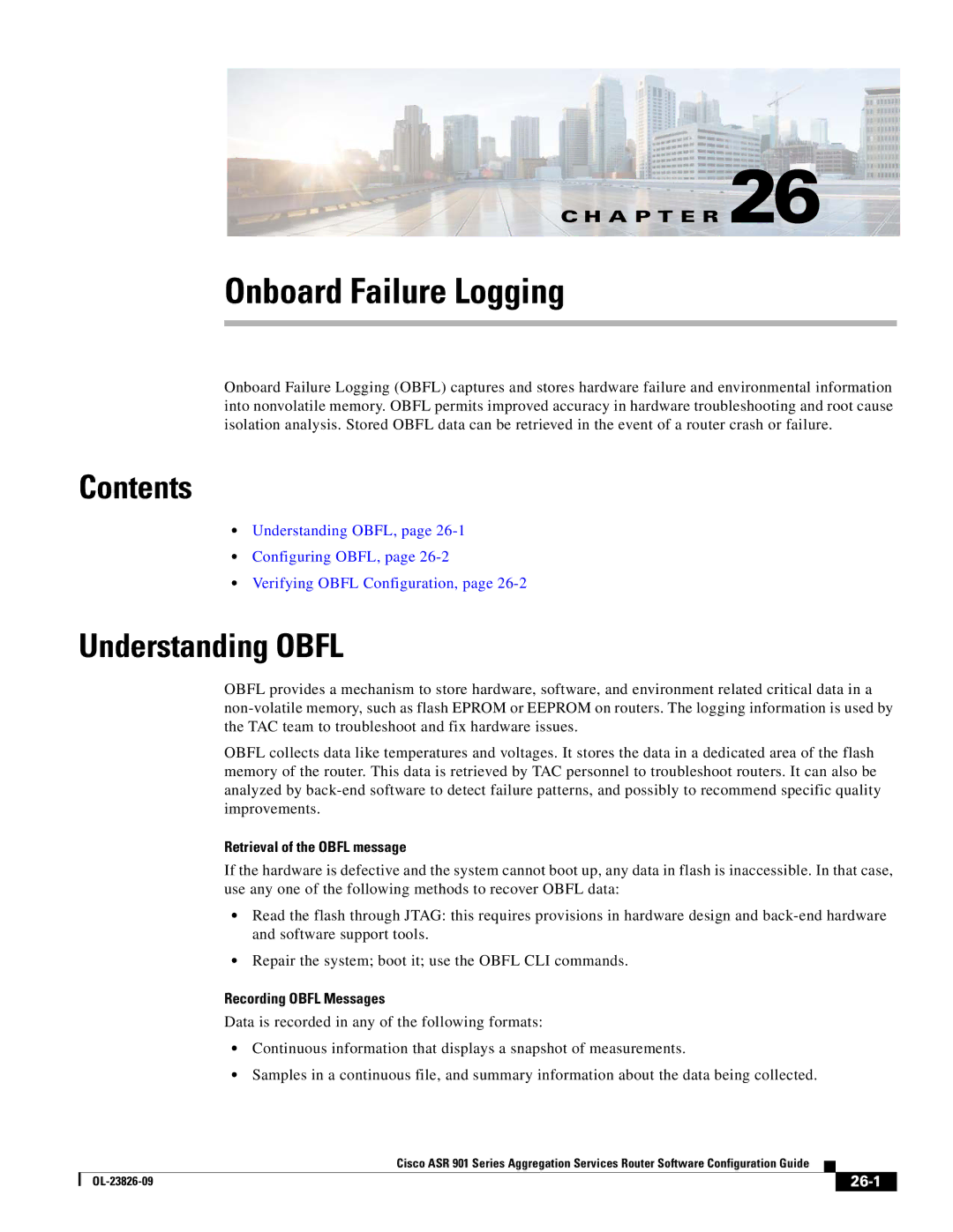 Cisco Systems A9014CFD Onboard Failure Logging, Understanding Obfl, Retrieval of the Obfl message, Recording Obfl Messages 