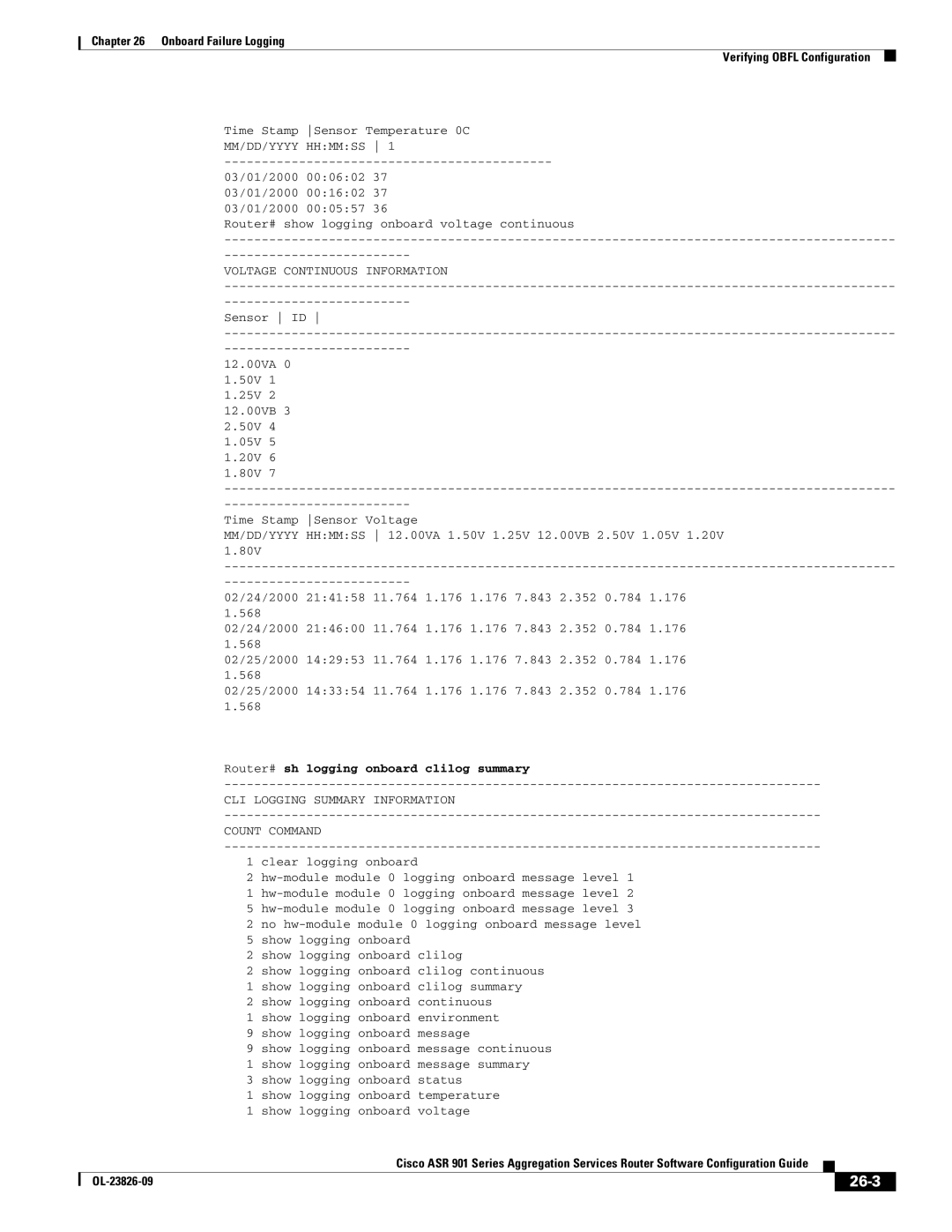 Cisco Systems A9014CFD manual 26-3, Clilog summary 