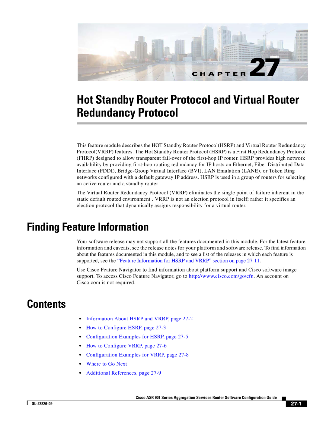 Cisco Systems A9014CFD manual Finding Feature Information, 27-1 