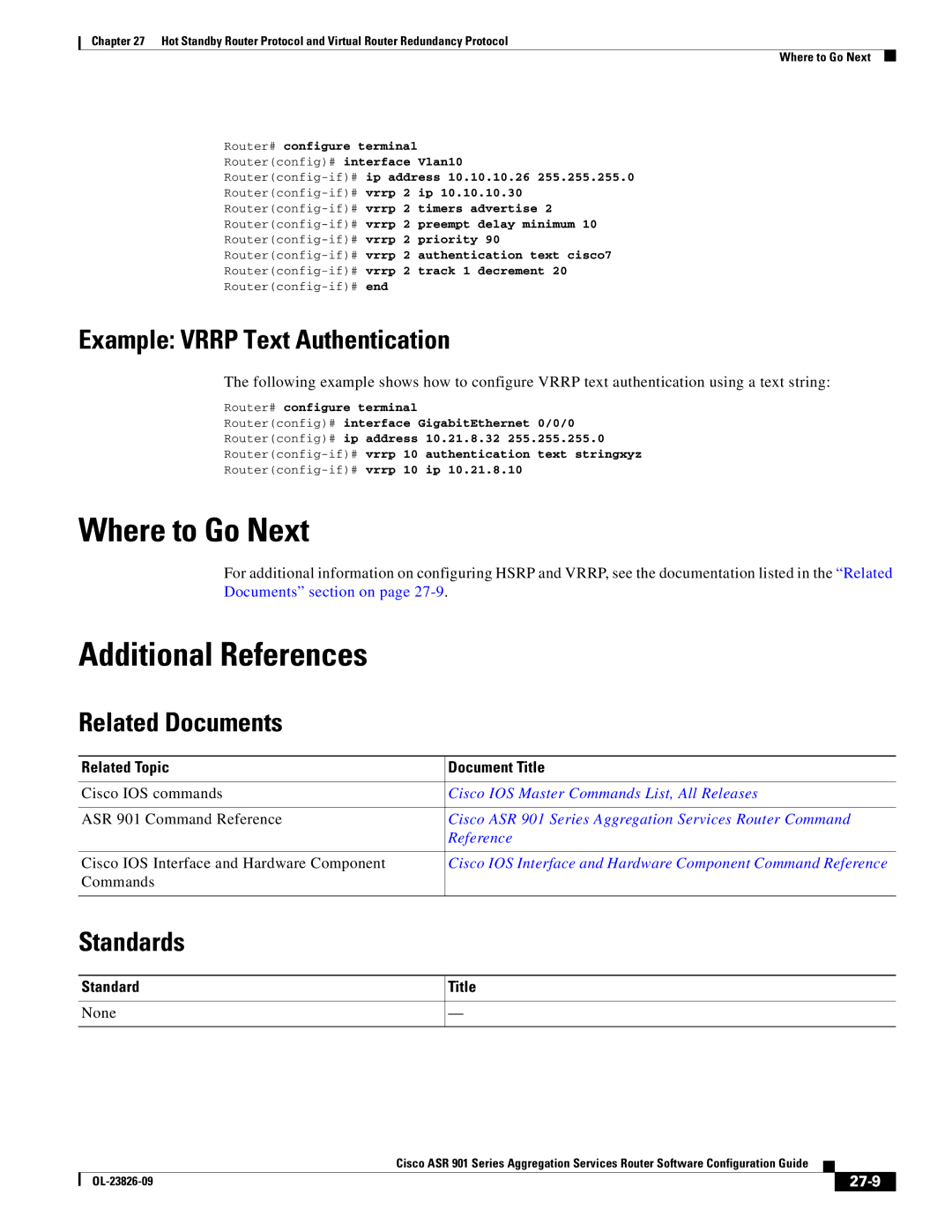 Cisco Systems A9014CFD manual Example Vrrp Text Authentication, 27-9 