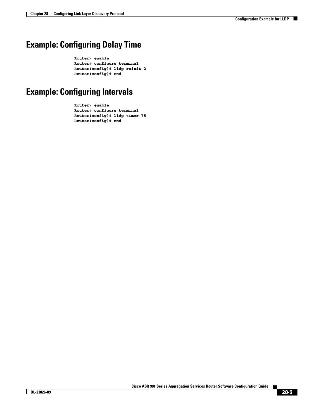 Cisco Systems A9014CFD manual Example Configuring Delay Time, Example Configuring Intervals, 28-5 