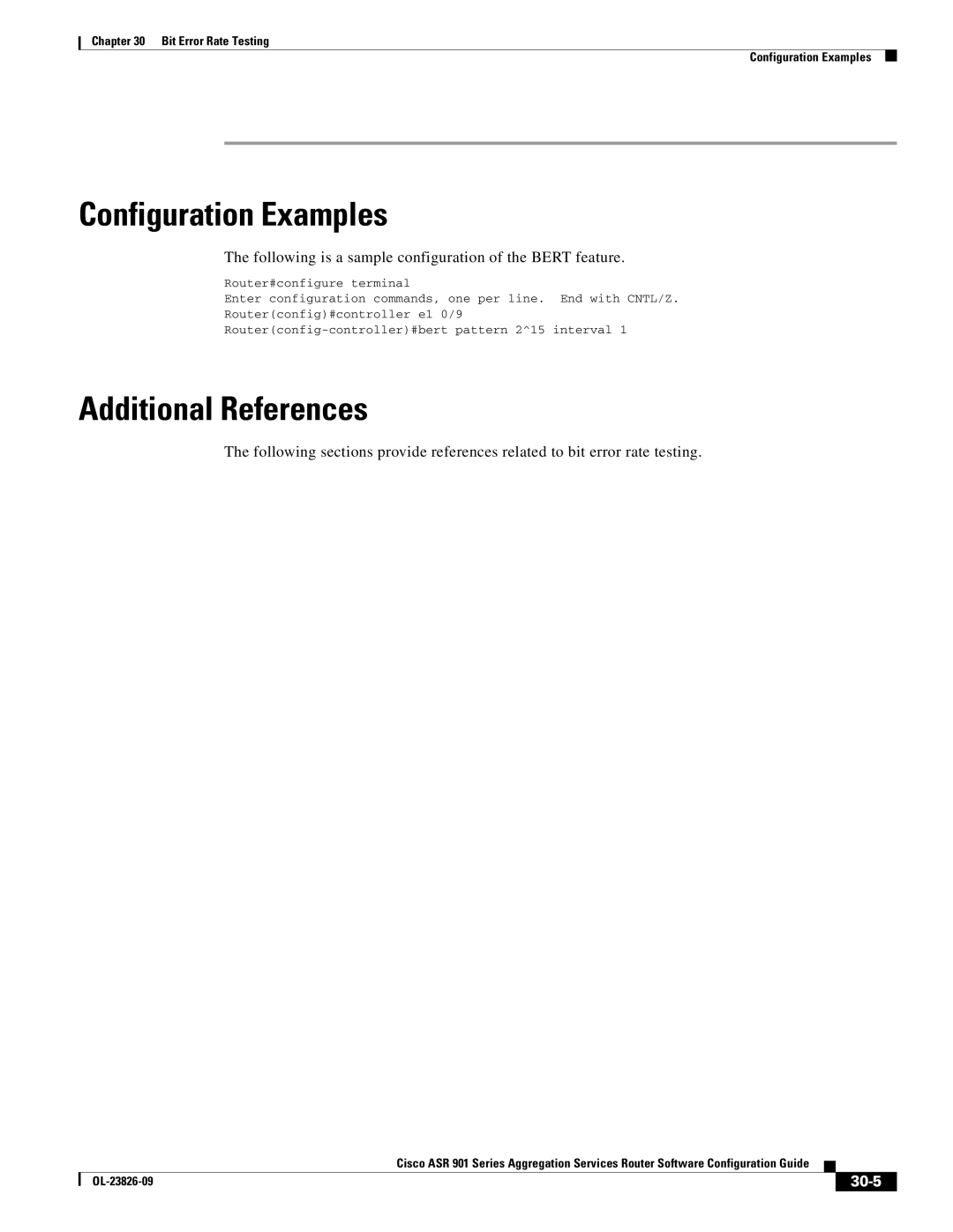 Cisco Systems A9014CFD manual Following is a sample configuration of the Bert feature, 30-5 