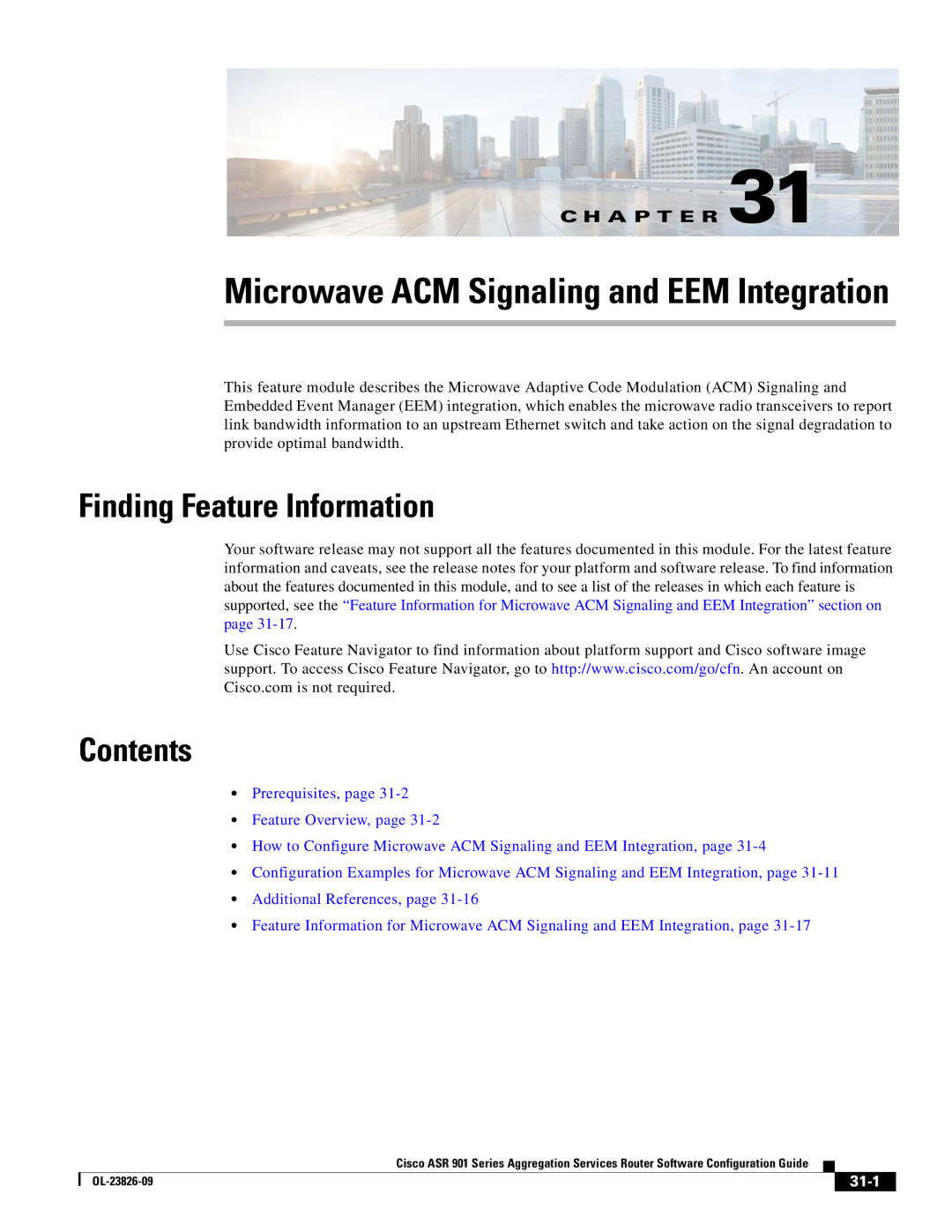 Cisco Systems A9014CFD manual Microwave ACM Signaling and EEM Integration, 31-1 