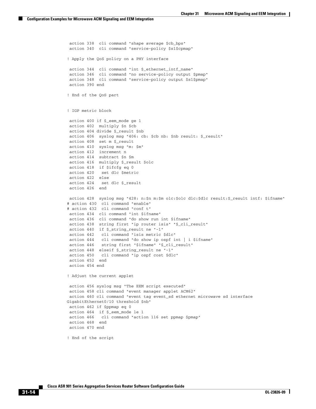 Cisco Systems A9014CFD manual 31-14, Action 442 cli command isis metric $dlc 