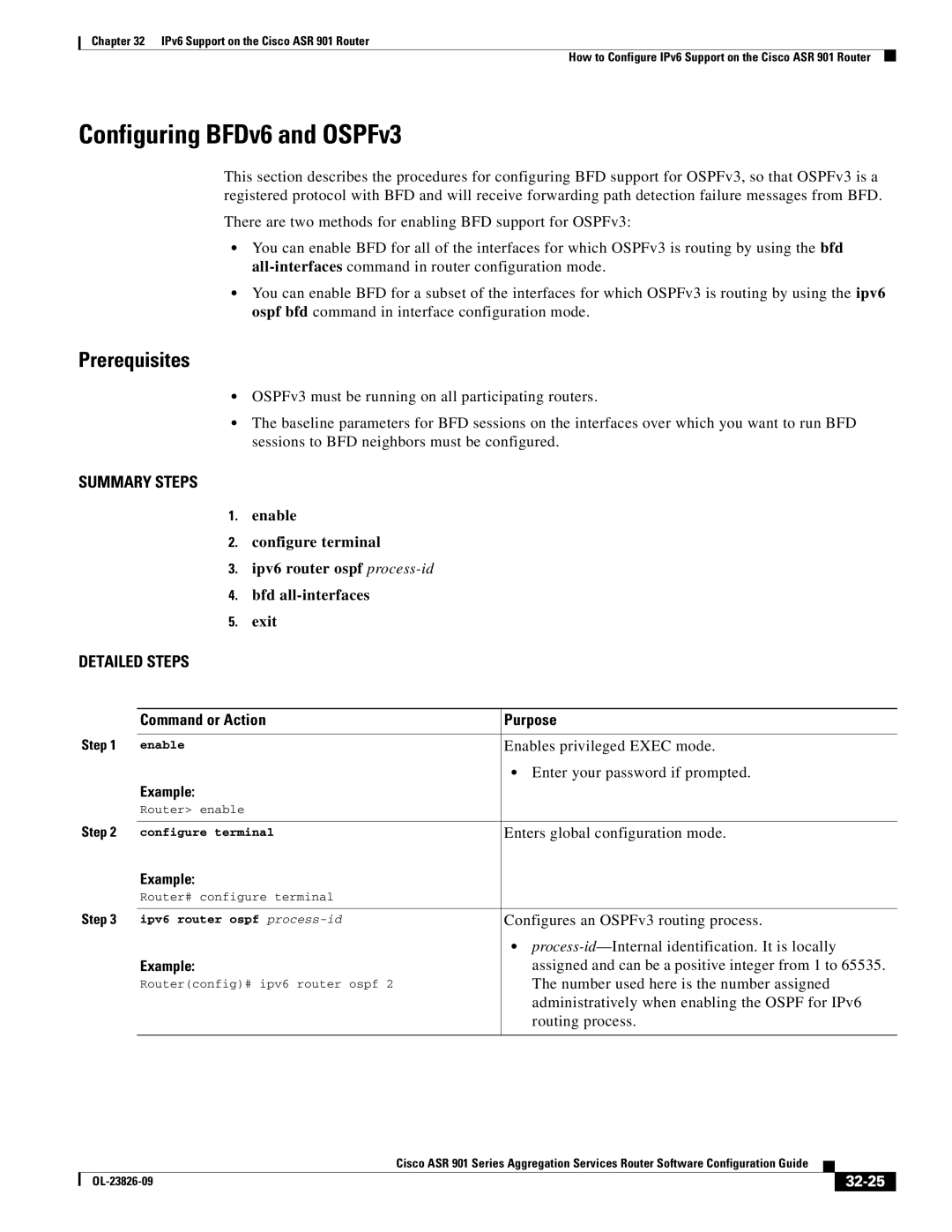 Cisco Systems A9014CFD manual Configuring BFDv6 and OSPFv3, 32-25 