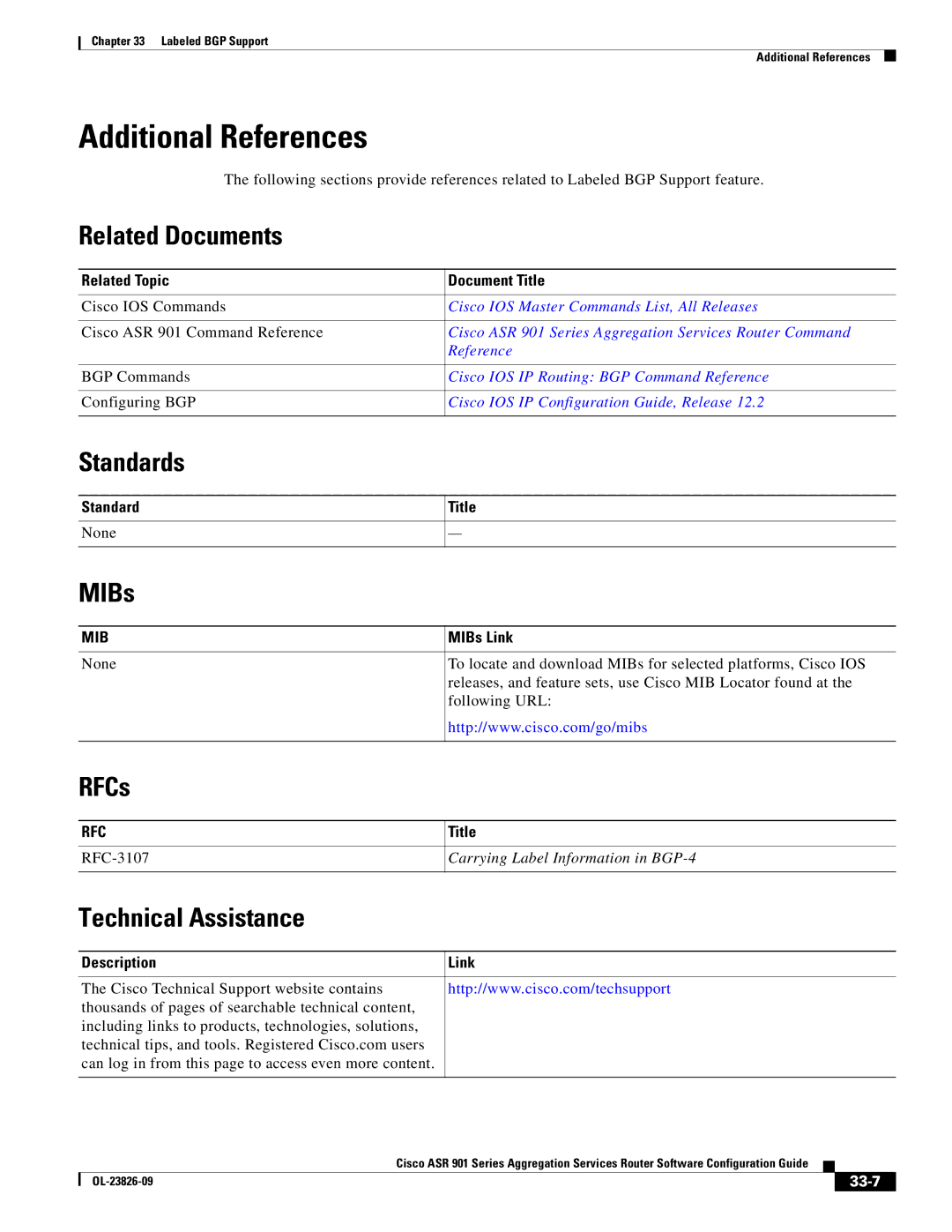 Cisco Systems A9014CFD manual RFC-3107, Carrying Label Information in BGP-4, 33-7 