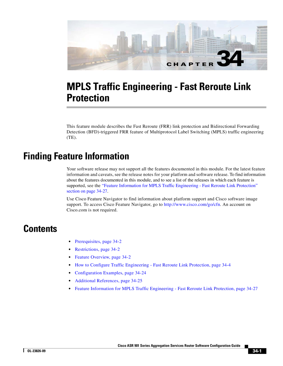 Cisco Systems A9014CFD manual Mpls Traffic Engineering Fast Reroute Link Protection, 34-1 