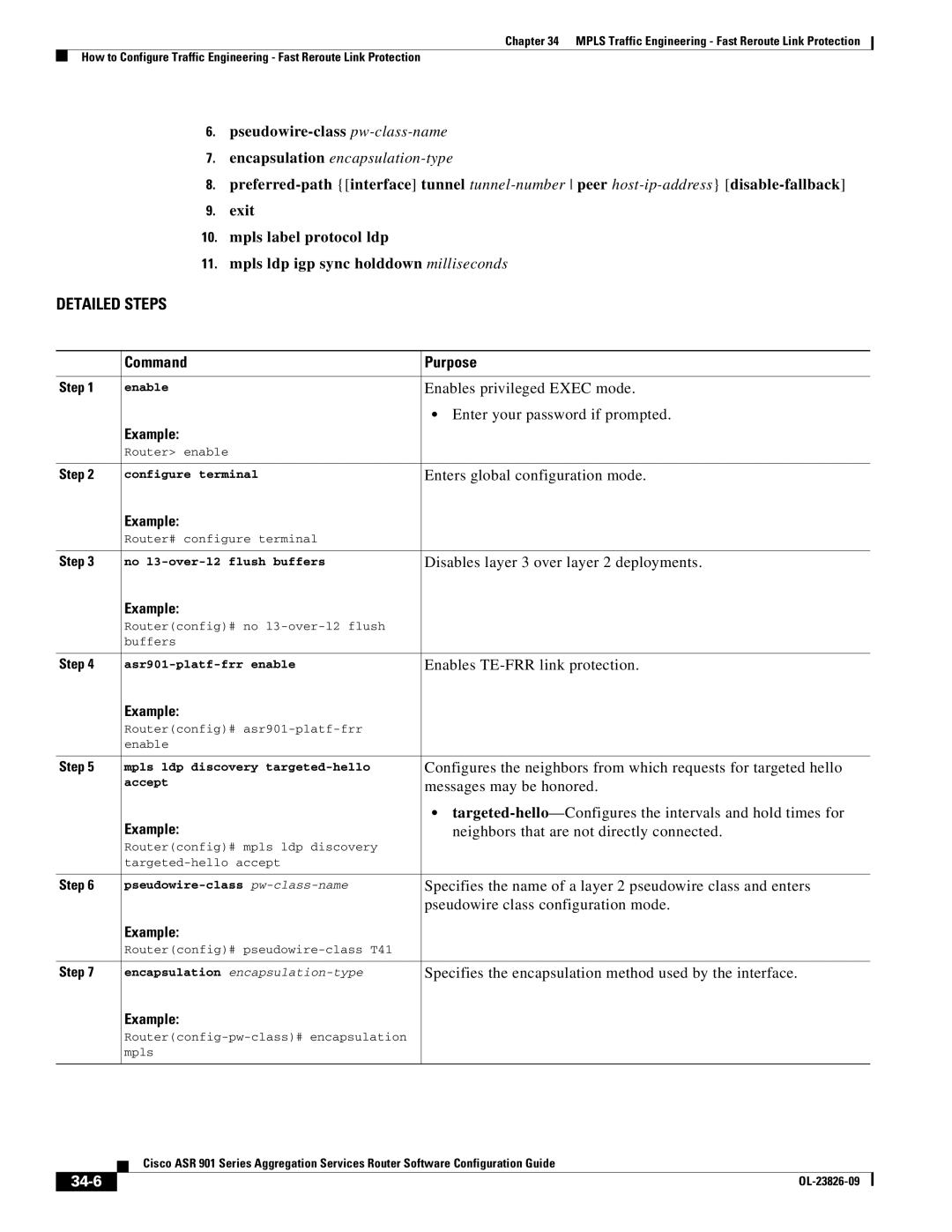 Cisco Systems A9014CFD manual Pseudowire-class pw-class-name, 34-6 