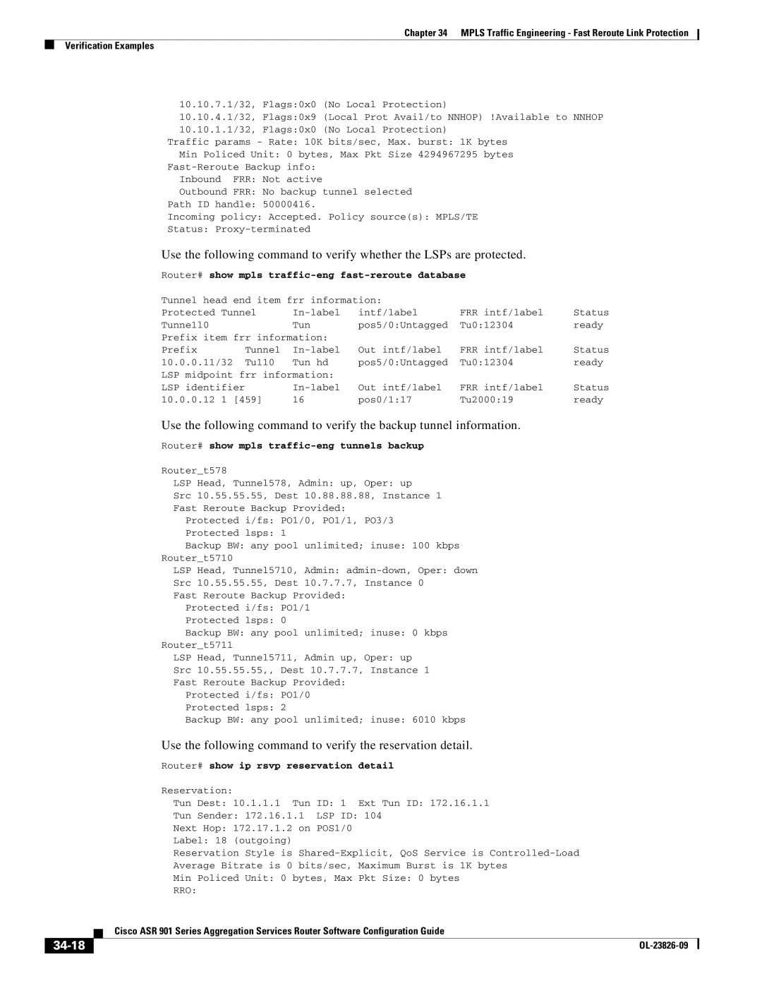 Cisco Systems A9014CFD manual Use the following command to verify the reservation detail, 34-18 