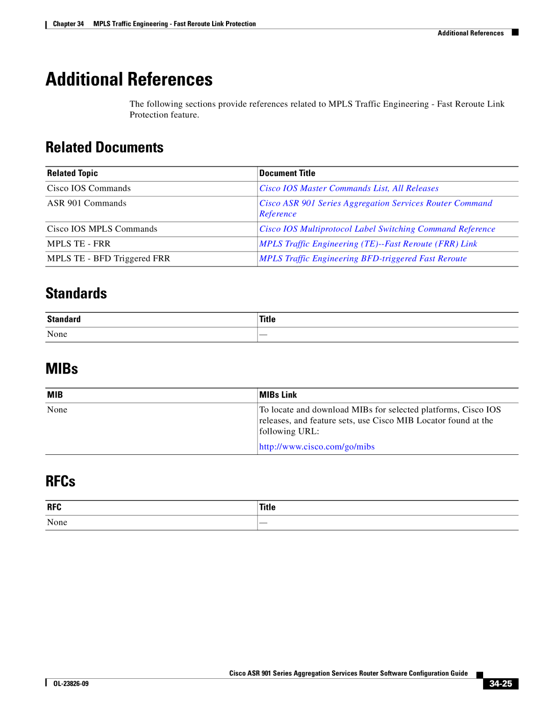 Cisco Systems A9014CFD manual Mpls TE FRR, 34-25 