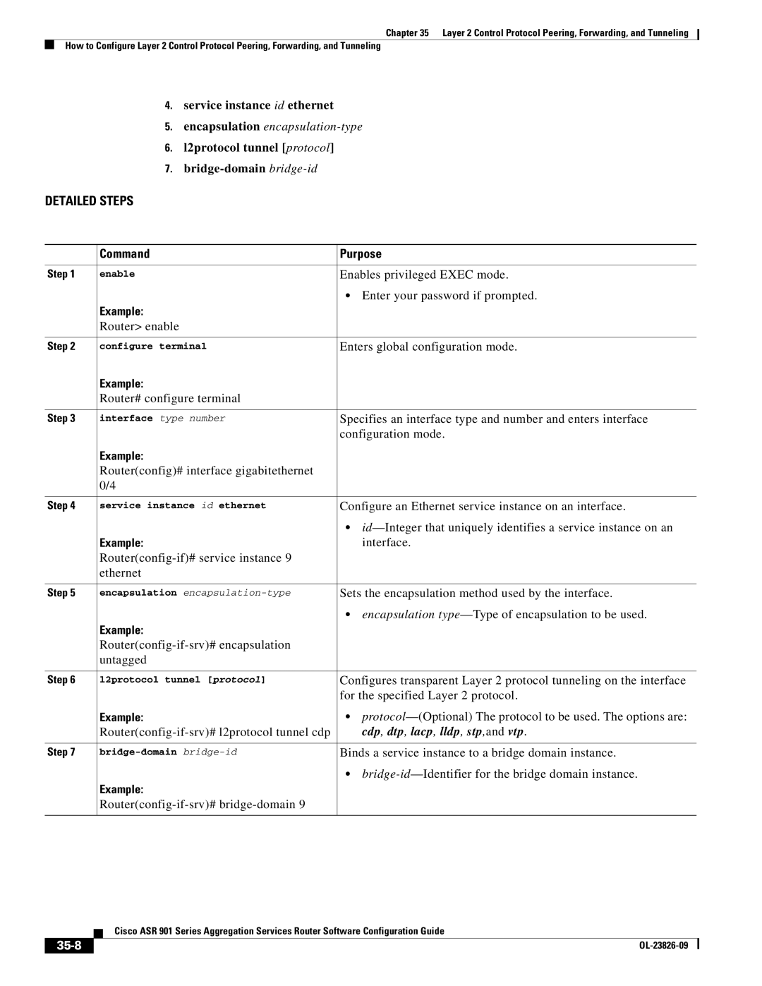 Cisco Systems A9014CFD manual L2protocol tunnel protocol Bridge-domain bridge-id, 35-8 