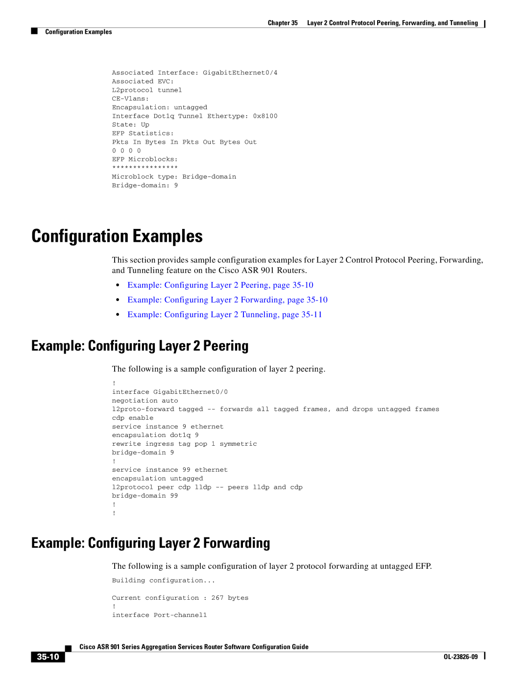 Cisco Systems A9014CFD manual Example Configuring Layer 2 Peering, Example Configuring Layer 2 Forwarding, 35-10 