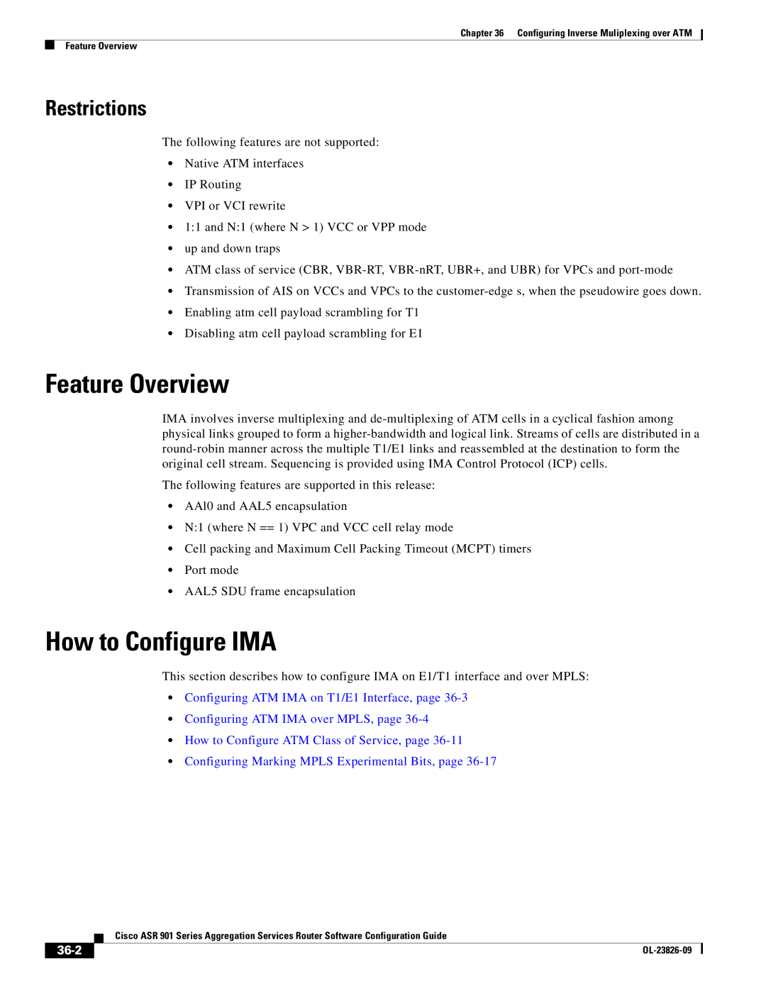 Cisco Systems A9014CFD manual How to Configure IMA, 36-2 