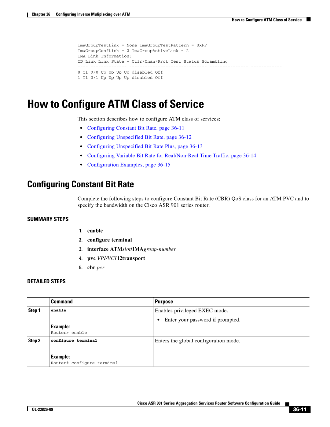 Cisco Systems A9014CFD manual How to Configure ATM Class of Service, Configuring Constant Bit Rate, 36-11 