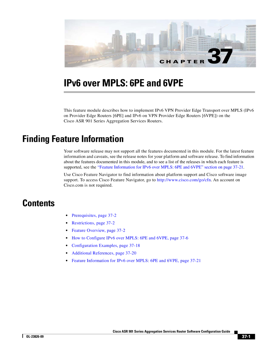 Cisco Systems A9014CFD manual IPv6 over Mpls 6PE and 6VPE, 37-1 