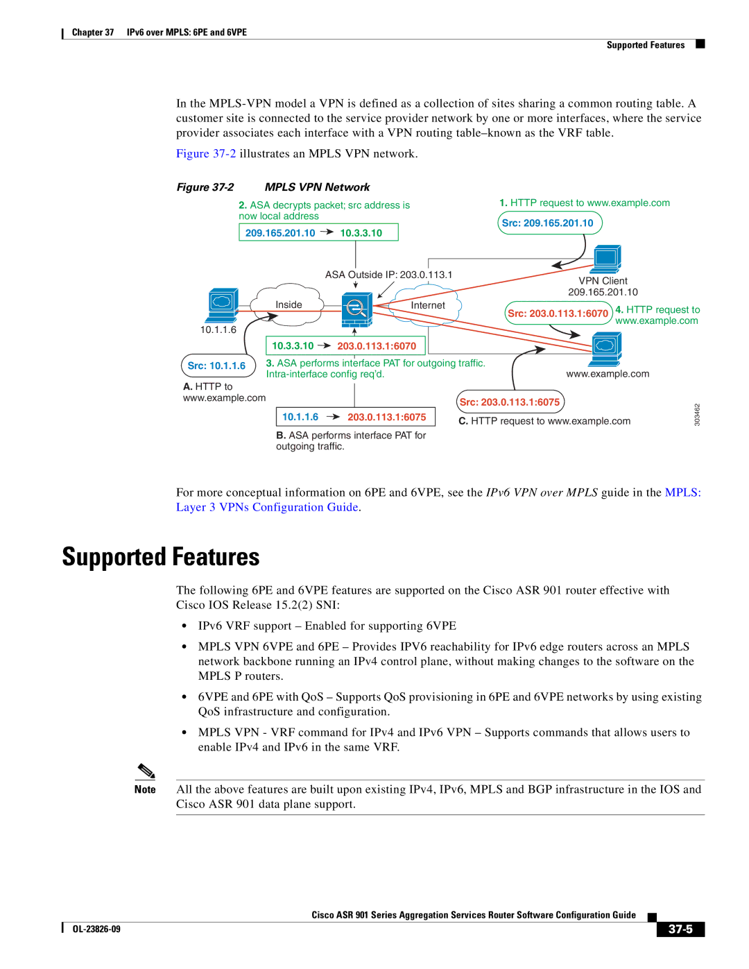 Cisco Systems A9014CFD manual Supported Features, 37-5 