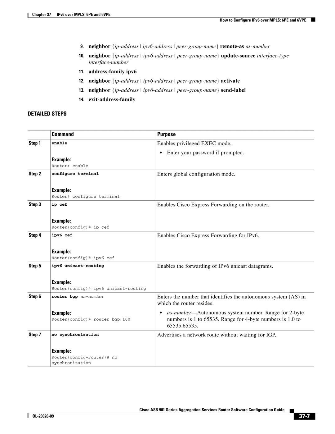 Cisco Systems A9014CFD manual Address-family ipv6, Exit-address-family, 37-7 