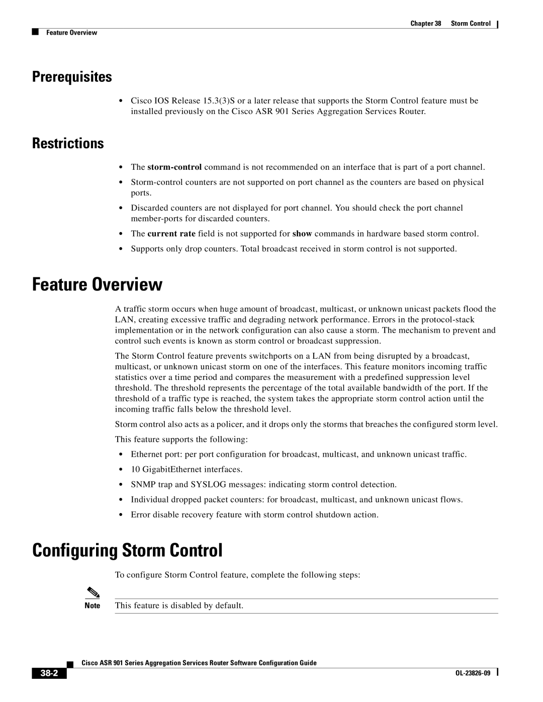 Cisco Systems A9014CFD manual Configuring Storm Control, 38-2 