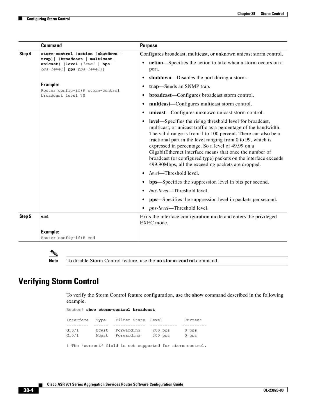 Cisco Systems A9014CFD manual Verifying Storm Control, 38-4 