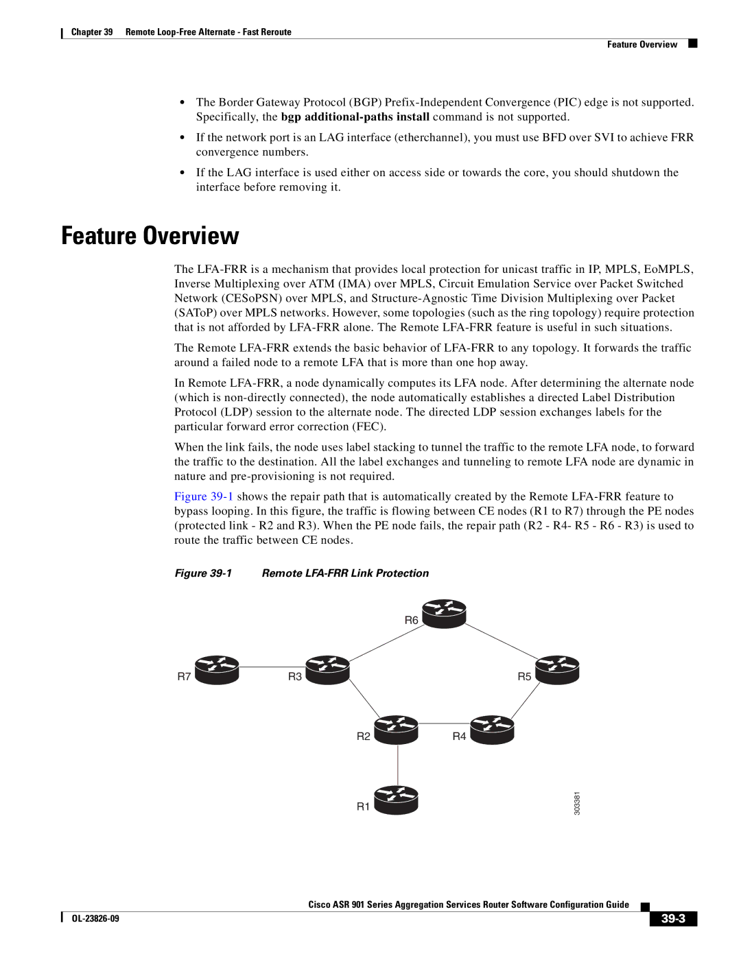 Cisco Systems A9014CFD manual 39-3, Remote LFA-FRR Link Protection 