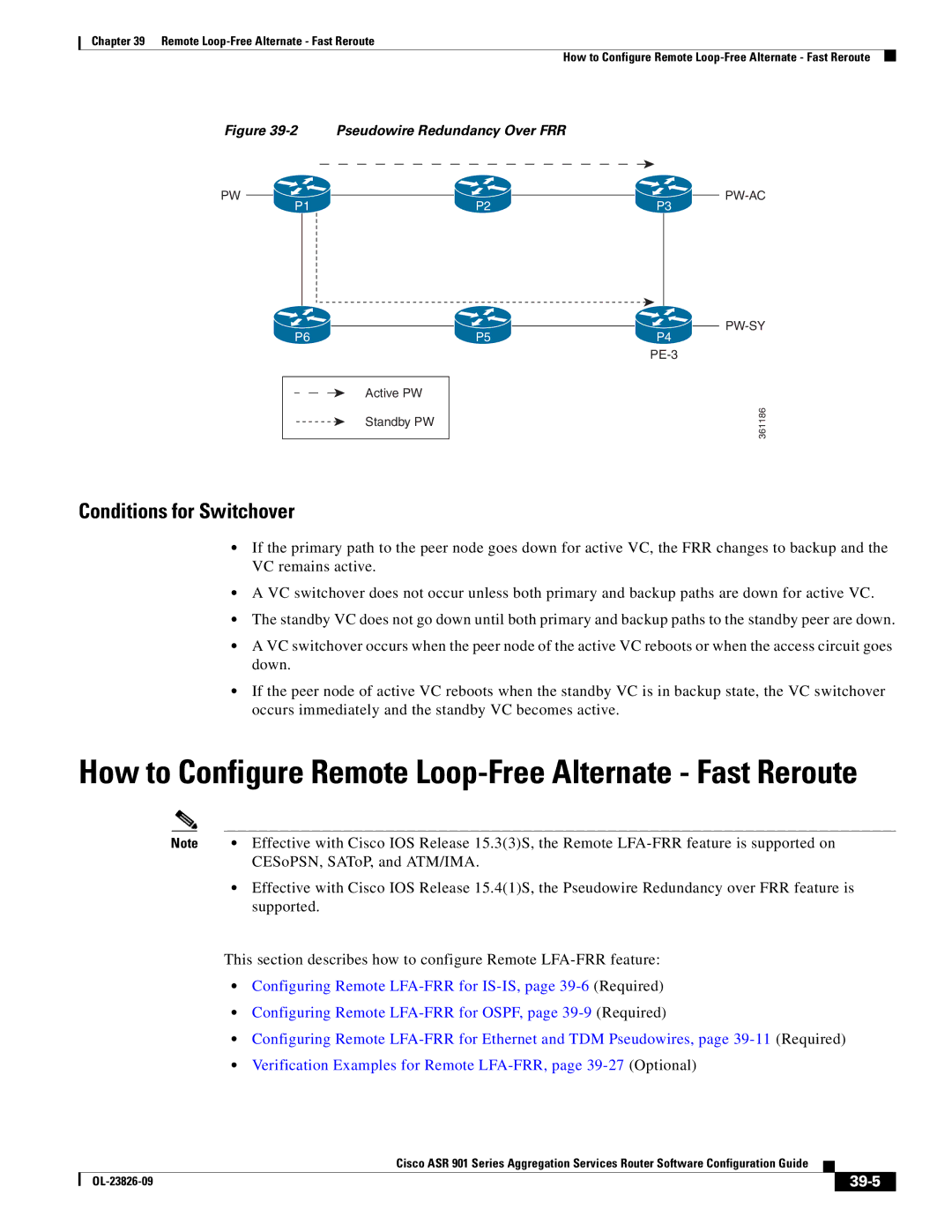 Cisco Systems A9014CFD manual Conditions for Switchover, CESoPSN, SAToP, and ATM/IMA, 39-5 