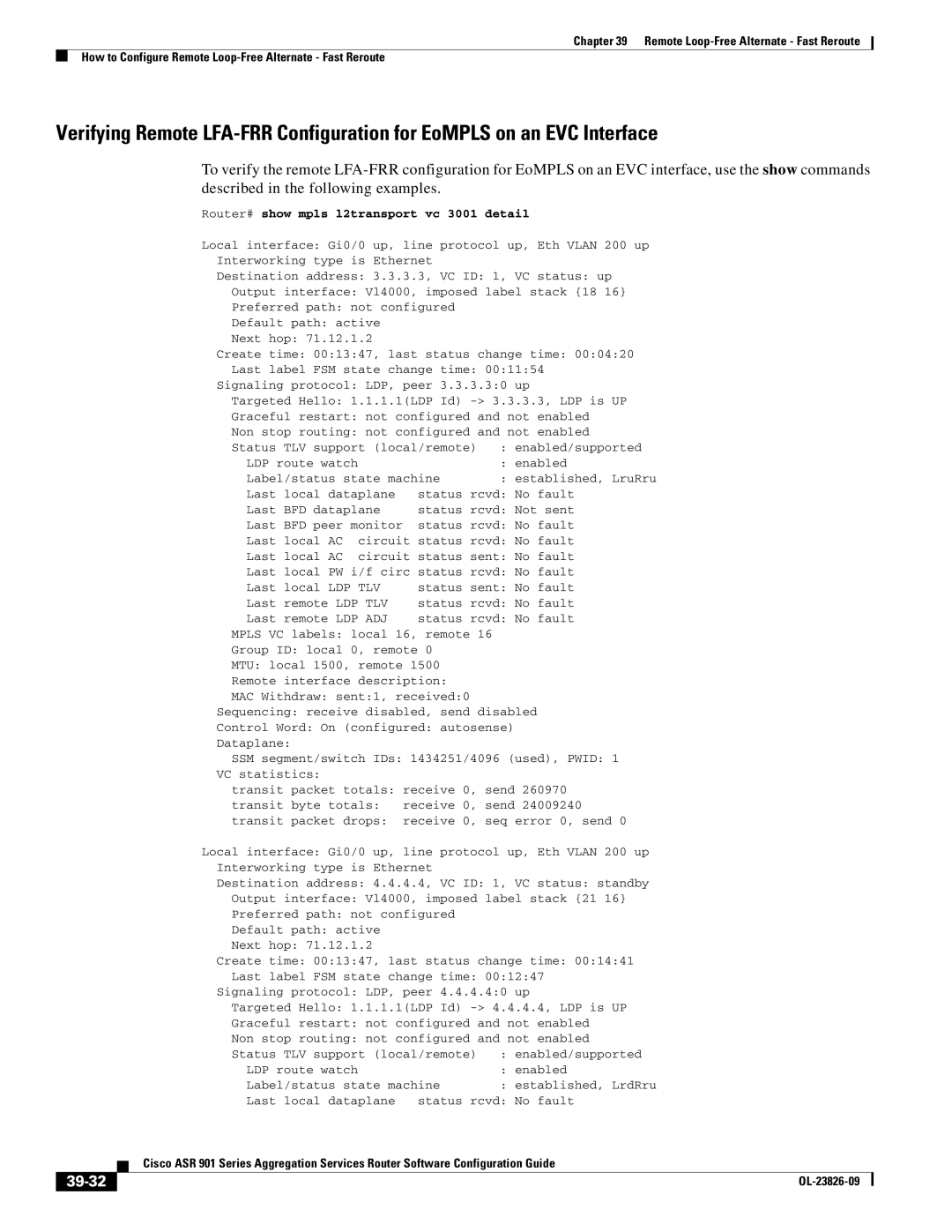 Cisco Systems A9014CFD manual 39-32, Router# show mpls l2transport vc 3001 detail 