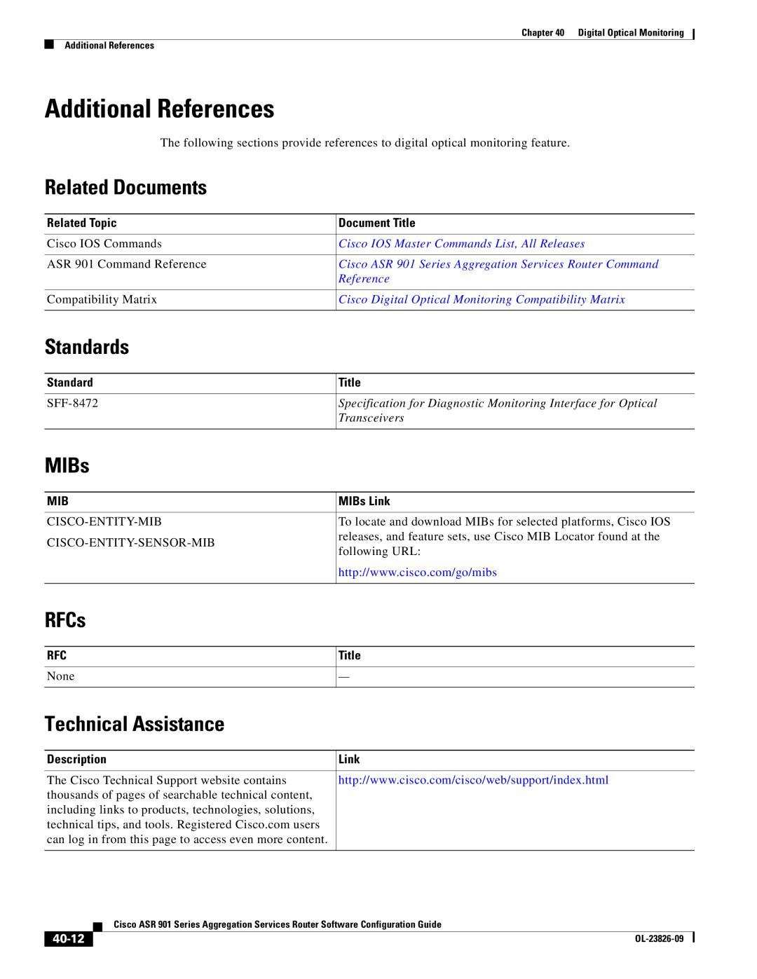 Cisco Systems A9014CFD manual SFF-8472, 40-12 