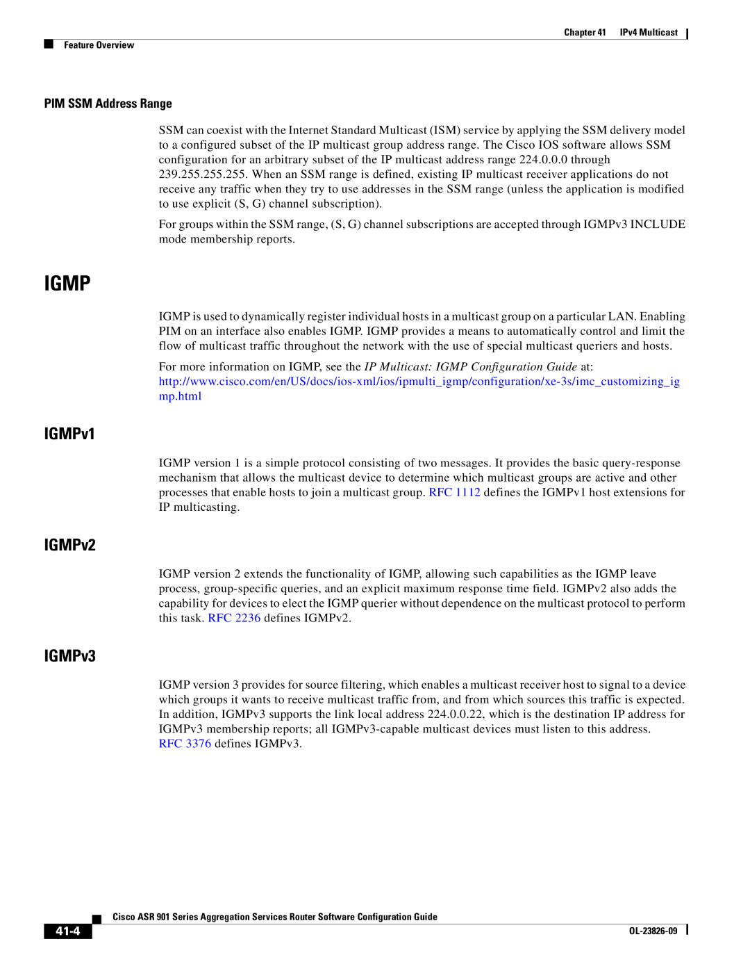 Cisco Systems A9014CFD manual IGMPv1, IGMPv2, IGMPv3, 41-4 