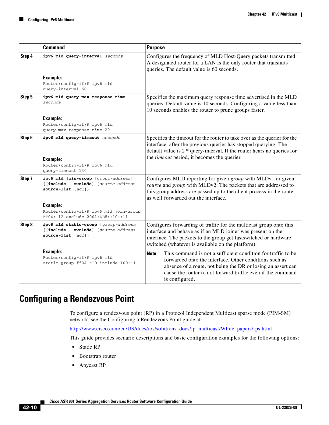 Cisco Systems A9014CFD manual Configuring a Rendezvous Point, 42-10 