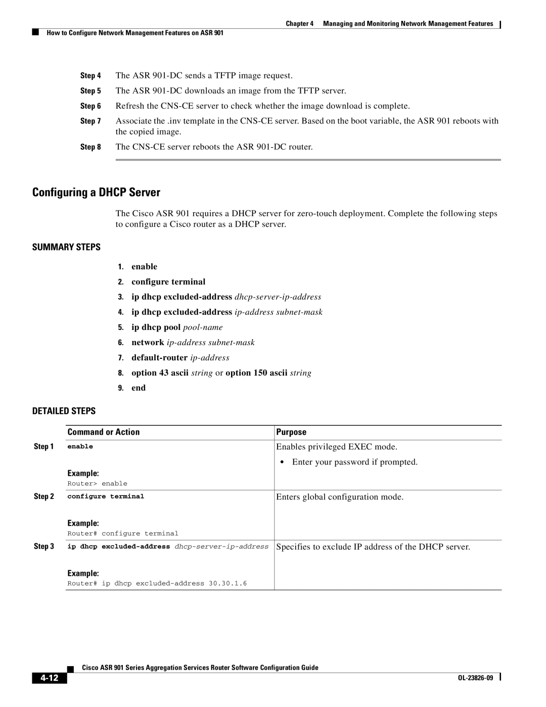 Cisco Systems A9014CFD manual Configuring a Dhcp Server, Network ip-address subnet-mask, Ip dhcp 