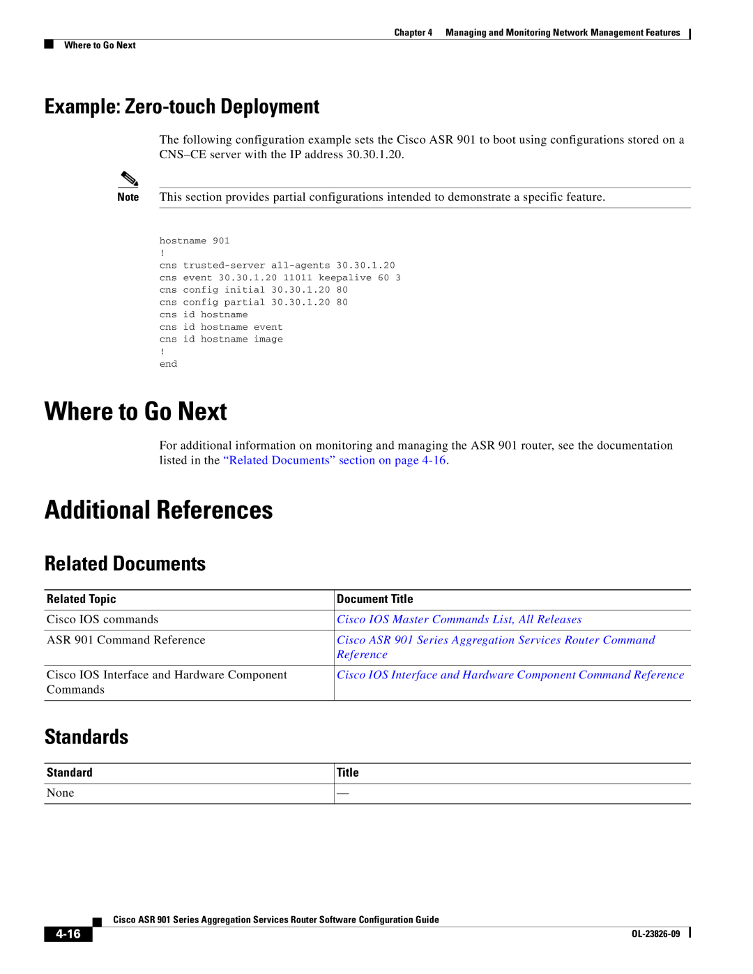 Cisco Systems A9014CFD manual Additional References, Example Zero-touch Deployment, Related Documents, Title 