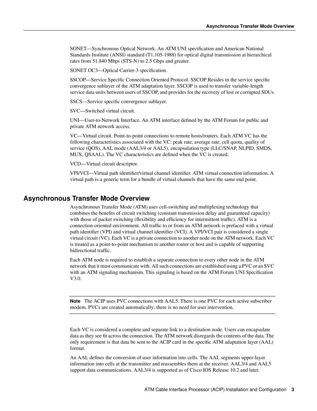 Cisco Systems ACIP-SM(=) manual Asynchronous Transfer Mode Overview 